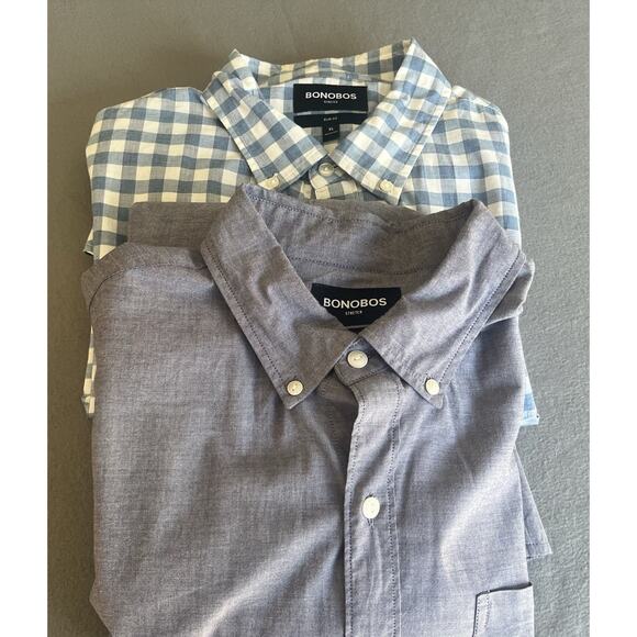 Lot Of 2 Bonobos Button LS Down Shirts (XL) Grey & Blue Check - Excellent Value - Picture 2 of 16